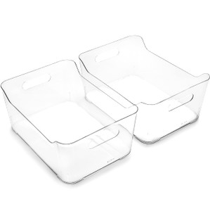 BINO | Plastic Storage Bins, Large - 2 Pack, Clear | THE SOHO COLLECTION | Pantry Organizers and Storage Containers | Fridge Organizer Bins | Kitchen
