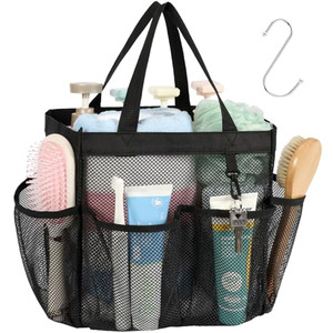 F-color Mesh Shower Caddy Portable, Upgrade Deeper 7 Pockets Shower Bag Basket Tote for College Dorm Room Toiletry Bathroom Essentials Gym Camp Quick