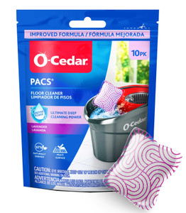 O-Cedar PACS Hard Floor Cleaner, Lavender Scent 10 Count (1-Pack) | Made with Naturally-Derived Ingredients | Safe to Use on All Hard Floors | Perfec