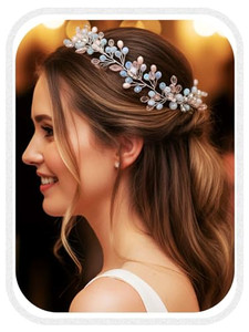 GORAIS Rhinestone Wedding Hair Accessories Pink Bridal Headpiece Prom Hair Vine for Brides and Women