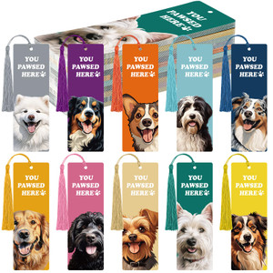 Humyoun 100 Pcs Cute Dog Theme Bookmark Paper Puppy You Pawsed Here Bookmarks Animals Pet Mom Dog Lover Gifts Back School Valentine's Day Exchange Pa