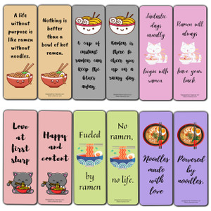 Creanoso Ramen Lovers Bookmarks (2-Sets X 6 Cards)  Daily Inspirational Card Set  Interesting Book Page Clippers  Great Gifts for Adults and Profe