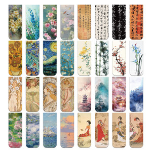 GINCEVHY 32 Pcs Magnetic Bookmarks, 32 Styles Paintings&Flower Magnet Book Markers, Funny Gift Page Markers for Students Teachers School Home Office