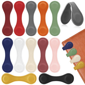 Magnetic Leather Bookmark, 12 Pcs Colorful Leather Magnet Book Marks Page Markers Retro Magnet Bookmark Clips Reading Supplies Gift for Reading Men W