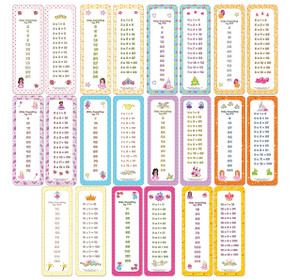 Creanoso Skip Counting Chart Bookmark Cards - Princess Theme (6-Set X 11 Cards) - Stocking Stuffers Gifts Book Page Clippers Giveaways