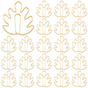 HINZIC 40 Pack Paperclip Bookmarks, Cute Leaf Shape Monstera Paper Clips Page Markers for Notebooks Scrapbooks File Organizer- Gold