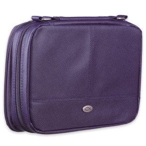 Christian Art Gifts Inspirational Vegan Leather Two-fold Organizer Bible Cover for Women, Jesus Fish Badge, Sturdy Carry Handle, Pen Loops, Pockets,