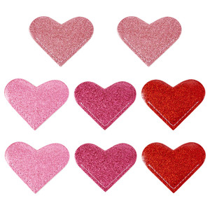 Leather Heart Bookmarks for Reading Lovers, Craftdady 8pcs Glitter Corner Page Book Marks for Teachers Students School Office Home Supplies (Red & Pi