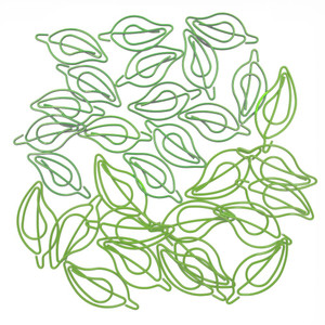 30 Pcs Leaf Shaped Paper Clip Bookmark Office Supplies Set Binder Folders Metal Art Small Paperclips for Notebooks Scrapbooks File Organizer, Green &