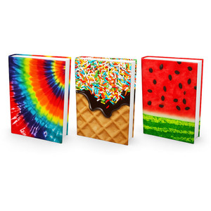 Jumbo, Stretchable Book Cover Food Design 3 Pack. Fits Most Hardcover Textbooks up to 9 x 11. Adhesive-Free, Nylon Fabric Protectors are A Needed Sch
