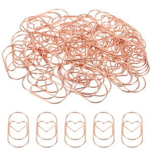 MECCANIXITY Paper Clip Heart-Shaped Cute Decorative Fun Clips Bookmarks 2 Inch Rose Gold for Organize Office Home, Pack of 50