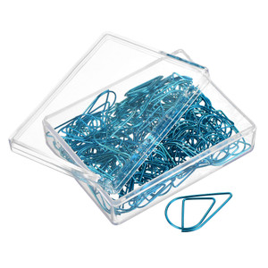 MECCANIXITY Paper Clip Drop-Shaped Cute Decorative Clips Bookmarks with Box 1 Inch Blue for Organize Office Home, Pack of 100