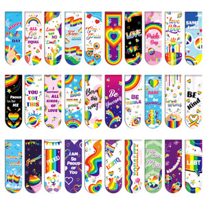 MWOOT 30 Pieces LGBTQ Pride Theme Magnetic Bookmarks, Gay Rainbow Magnet Page Markers, Inspirational Words Book Clips for Lover, Reading Lovers, Prid