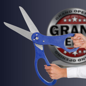 20" Blue Ceremonial Ribbon Cutting Scissors  Giant Royal Scissors for Grand Openings, Inaugurations & Special Events