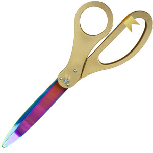 NEW EDITION Grand Opening Scissors  25'' Shears Gold with Rainbow Blades for Ribbon Cutting Ceremony Heavy Duty Golden Scissors Ribbon Cutting Shear