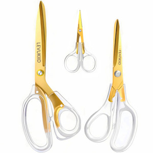 scissors all purpose, Titanium Coated Blades and Ergonomic Clear Handle, Clear Gold scissors for Office Desk, Modern Design for Craft, Sewing, fabric