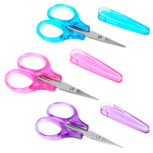 3Pcs Small All Purpose Craft Scissors - Stainless Steel with Protective Cover, Mini Detail, Precision Straight Fine Tips for Paper Cutting, Scrapbook