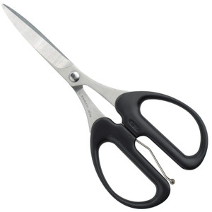 ALLEX Heavy Duty Japanese Stainless Steel Rubber Cutting Scissors, Spring Loaded, 2" Blade, Silver, Ambidextrous