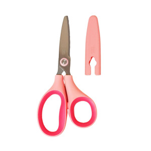 Small Blunt Tip Scissors with Cover Cap, Craft Scissors for Travel Student Kids DIY Crafting Cutting, Pastel SoftGrip Snip Paper Shears Office Cutter