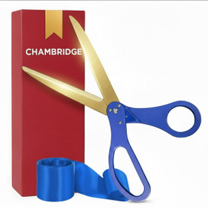 Big Ribbon Cutting Ceremony Kit - 25 Inch Blue Scissors for Grand Opening and Blue Satin Ribbon for Grand Events Business Openings and Inaugurations