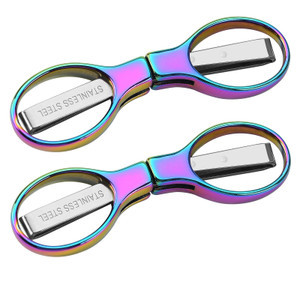 2Pcs Rainbow Folding Scissors,Portable Stainless Steel Telescopic Cutter, Safety Foldable Pocket Badge Small Scissors for Home, Office, Craft, Sewing