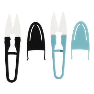 EXCEART 2pcs U Shaped Sewing with Safety Cover Thread Cutter Yarn Shears Ceramic Scissor