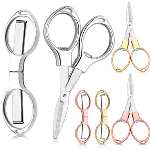 Tatuo 6 Pcs Folding Scissors Portable Travel Pocket Scissors Mini Badge Reel Shear Small Stainless Steel Sharp Retractable Cutter for Nurse Accessori