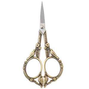 Lurrose Vintage Sewing Scissors Flower Bird Thread Cutter Yarn Shears for Embroidery Craft Art Work Everyday Use