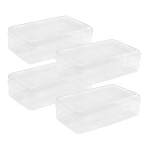 Ykimok Large Capacity Clear Pencil Box, Pencil Case, Plastic Pencil Boxes, Stackable Design, Supply Boxes for School Classroom, 4-Pack (Clear)