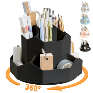 Pencil Pen Holder for Desk,9 Slots 360 Degree Rotating Desk Organizers,Desktop Storage Stationery Supplies Organizer, Cute Pencil Cup Pot For Office,
