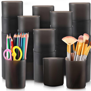 Sherr 50 Pack Black Pen Holders for Desk Pen Cups Bulk Pencil Organizer Makeup Brush Holder Matte Pencil Cups Ins Style for Office Home Back to Schoo