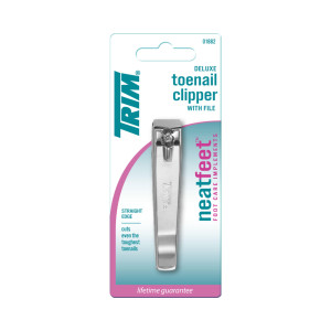 Trim Neat Feet Foot Care Implements Deluxe Toenail Clipper with File, Straight Edge, Stainless Steel, Cuts Toughest Toenails, Helps with Ingrown Nail