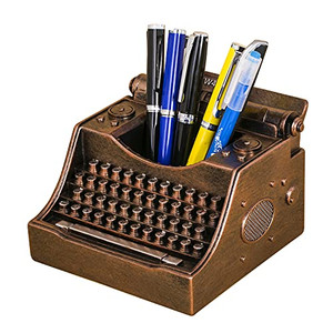 Amoysanli Retro Typewriter Pen Holder Vintage Desk Accssories Unique Cool Gifts for Writer Typewriter Lovers and Secretary Cute Funny Pencil Cups for