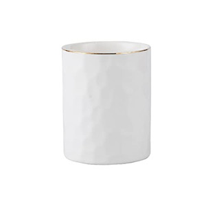 Aewill Ceramic Pen Holder Stand Cup Pencil Holder Organizer Makeup Brush Holders for Home Office Desk (White)