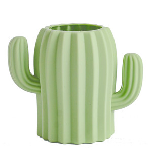 YOSCO Silicone Pen Holder Cactus Cute Pencil Holder Cup Pot for Desk for Kids Office Decor Desk Organizer Makeup brush Holder Toothbrush Holder (Gree