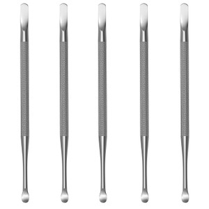 Professional Cuticle Pusher and Spoon Nail Cleaner | 5 Pack | Dual Sided Stainless Steel Pusher and Nail Cleaner | For Nail And Cuticle Care | by Ste