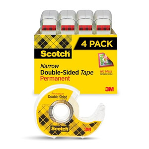 Scotch Photo Safe Double-Sided Tape, 1/2 Inch x 400 Inches, Clear, Acid-Free Permanent Adhesive, Pack of 4 Rolls with Dispensers, for Scrapbooking, P