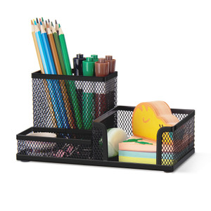 Comix Mesh Pen Pencil Holder Desk Organizer, 3 Compartment Wire Desktop Pen Pencil Cup Caddy Office Supplies Desk Accessories for Home Office School,