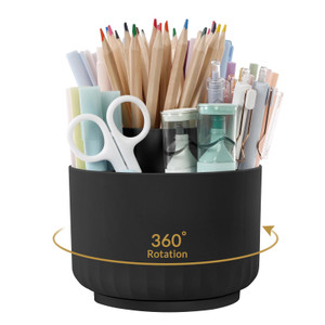 SKYDUE 360 Degree Rotating Pencil Pen Holder for Desk, Dual-Purpose Desk Organizer, Rotating Pencil Cup with 5 Slots, Office Supplies, Desk Decor for