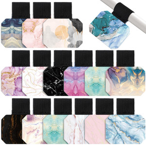 Woanger 16 Pack Pen Loop Holder for Notebook Self Adhesive Elastic Band Pen Holder Leather Pencil Stylus Attachment for Tablet Clipboard Journal for