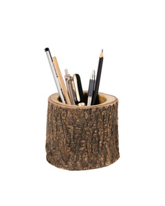 Mie Creations Rustic Wood Pencil Cup Pen Holder for Table, Vintage Antique Wooden Office Desktop Stationary Organizer, Cute Retro Desk Accessories, F