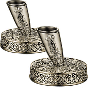 Tenare 2 Pieces Vintage Round Metal Feather Pen Holder Insertion Pen Holder Feather Quill Stand Desktop Dip Pens Base for Office Supplies Student Pre