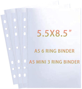 40 Pack 80 Pockets 5.5x8.5 Sheet Protector Sleeves for 6 Ring A5 Binder, A5 Mini 3 Ring Binder, Ultra-Clear Playbill Holder Sleeves, Double-Sided, T