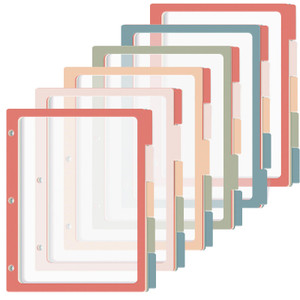 30PCS/6 Set 3 Ring Binder Dividers with Tabs 5 Color Page Dividers for 3 Ring Binder with Tabs 11.5×8.5inch Clear Folder Divider 3 Ring File Organize