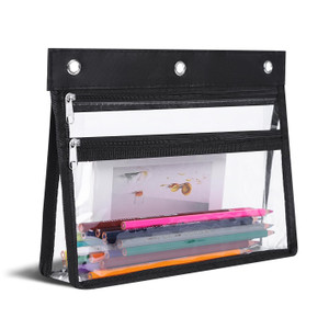 YoeeJob Pencil Pouch for 3 Ring Binder with 1.5 inch Expandable Large Capacity, Double Pockets Zipper Pencil Case, Pencil Binder Pouch for School Off