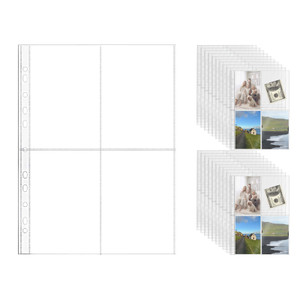 NatSumeBasics 20 A4 Binder 4 Pocket, 4" X 6" Sheet Protectors Clear Binder Sleeves for A4 Binder Notebook Folder Organizer (4 Pockets)