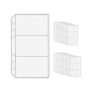 NatSumeBasics 12 A6 Binder Pockets Double-Sided Frosted Cash Stuffing Envelopes 1 Side 3.5"x6.5" Pocket, 1 Side 3.5"x2.3" 3 Pockets for Binding Acces
