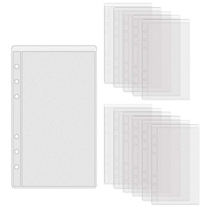 XiowDow 12pcs A6 Binder Pockets Frosted PVC Reusable Budget Money Envelope Top Loading Card Pouch 6 Holes Cash Stuffing Cash Envelopes for Budgeting