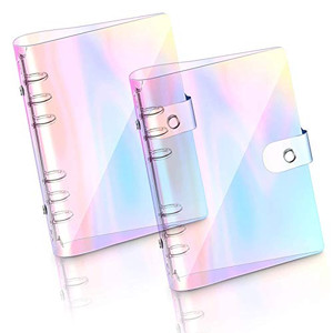 2 PCS A5 Rainbow Soft PVC Notebook Cover, Refillable Paper PVC Binder, Loose Leaf Personal Planner Binder (2 Rainbow)