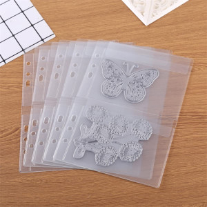 BAOFALI 10 Pack A5 Size Plastic Binder Pockets,6 Holes Waterproof PVC Folders Loose Leaf Bag forBudgeting Loose Leaf Bags Planner Insert Pouches Phot